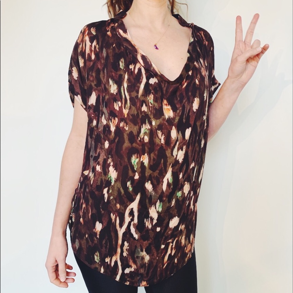 Haute Hippie camp silk flowy tunic style top S